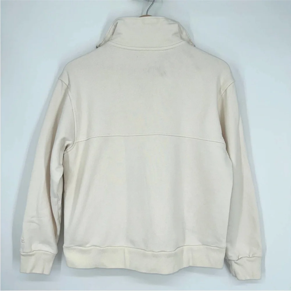 EVERLANE Track Half Zip Organic Cotton Sweatshirt Pullover Bone White - Picture 8 of 12